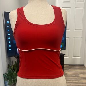 Old navy power soft racer back cropped shell tank size medium red
